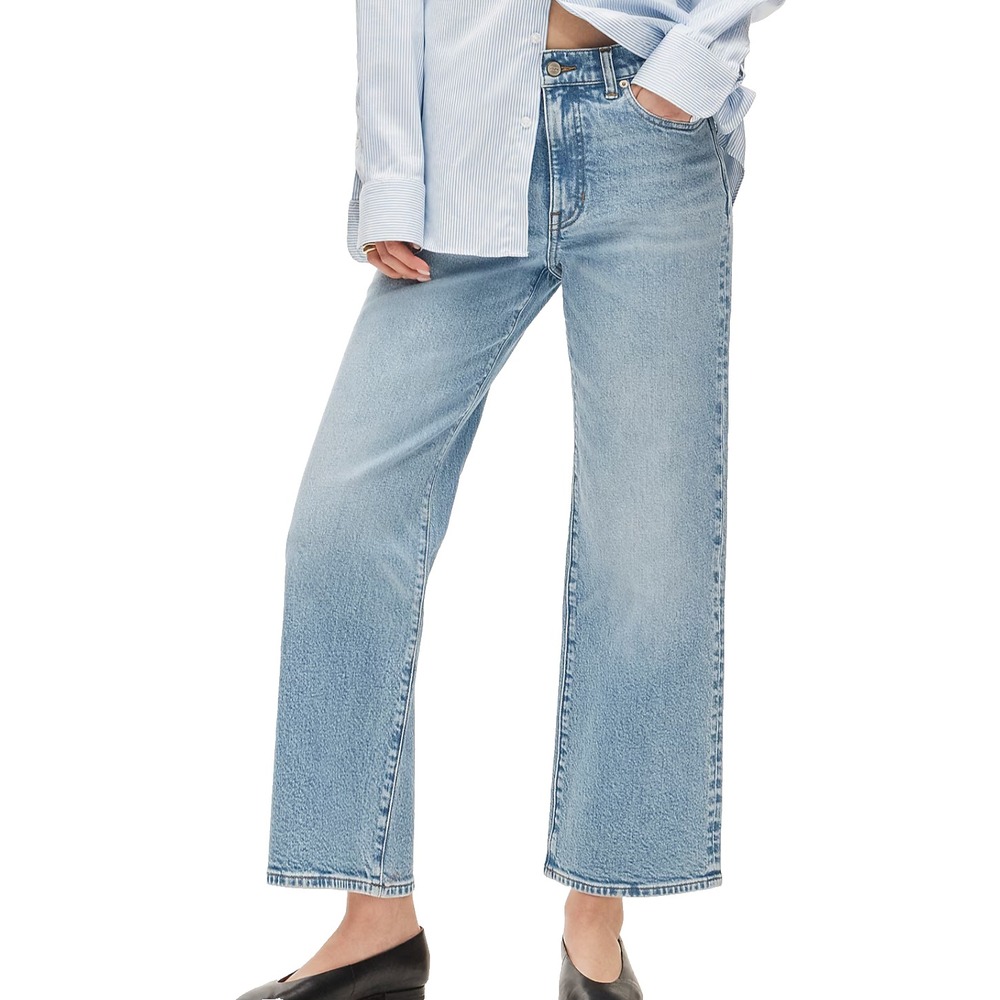 J Crew '96 Slim Wide High Rise Ankle Jeans Size 27 (Fits 28x26) Light Wash Blue